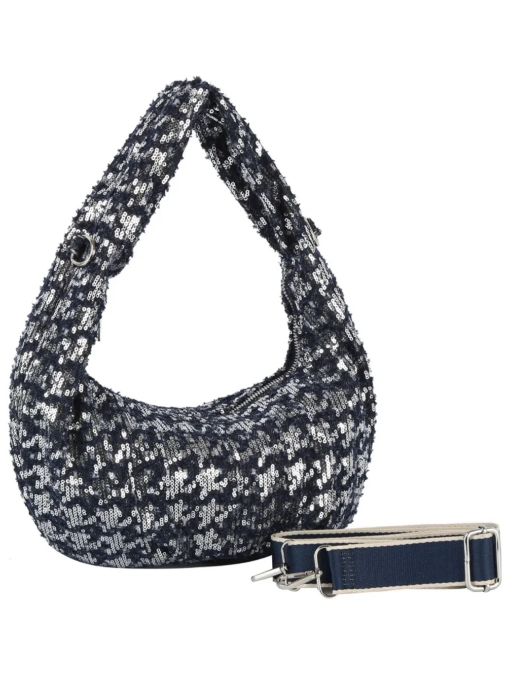 Navy Blue Denim Sequin Hobo Bag Sparkle Purse Y2K Indie Sleaze NWT Western Rodeo